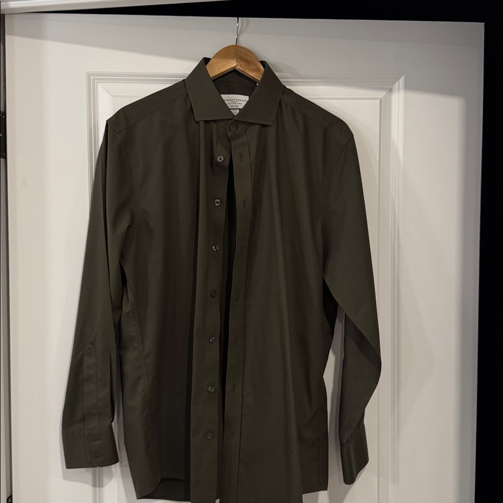 Charles Tyrwhitt Olive Green Non-Iron Shirt
